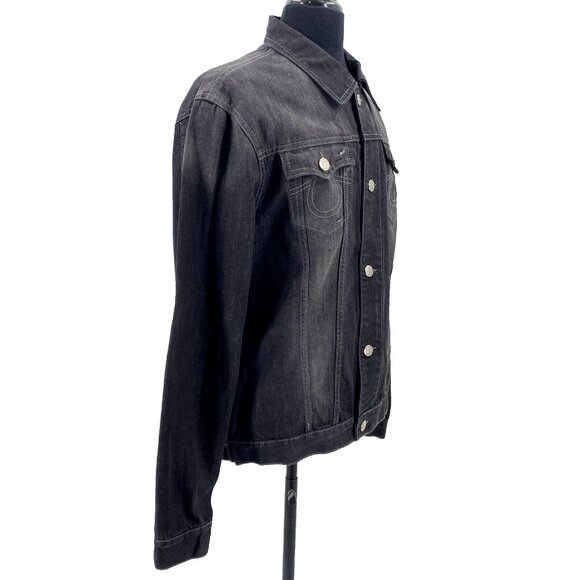 NWT True Religion Denim Jacket Jimmy 1971 Western Mens XXL Black Jeans MSRP $382 - Picture 11 of 16